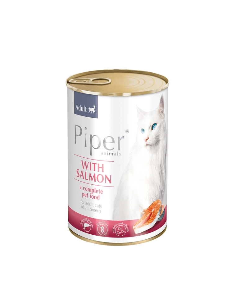 PIPER-LATA-CON-SALMON-GATO Piper Lata Salmón Gato Adulto 400g - Imagen 1