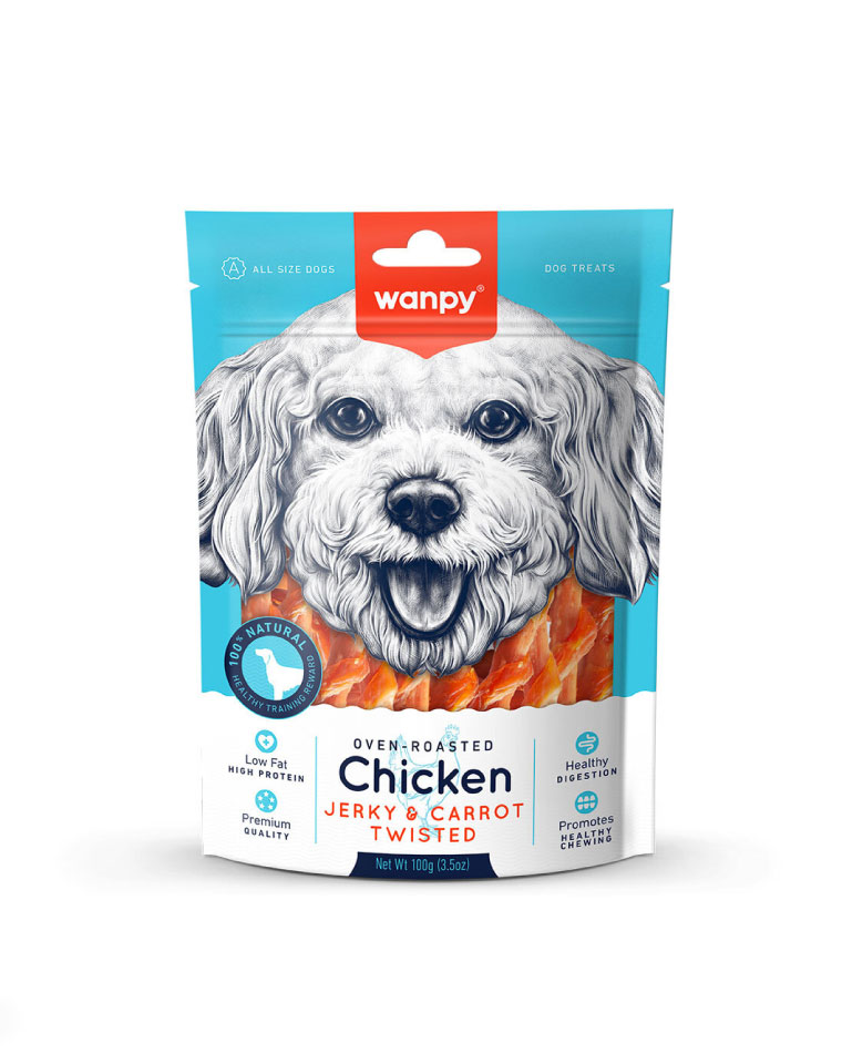 Wanpy Snack Pollo Jerky & Carrot Twisted 100g