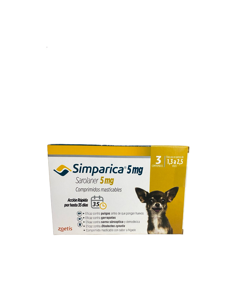 Simparica 5mg 1,3kg a 2,5kg 3comp