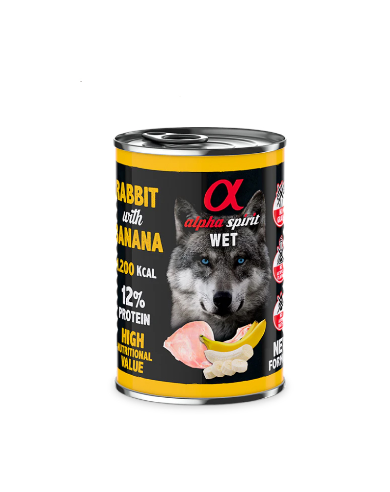 Alpha Spirit Lata Perro Conejo y Plátano 400g