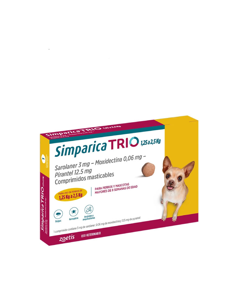 Simparica Trio 1comprimido 1,25kg a 2,5kg